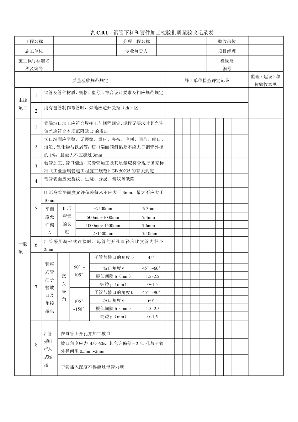 SY42032016站内工艺管道工程检验批表格_第1页