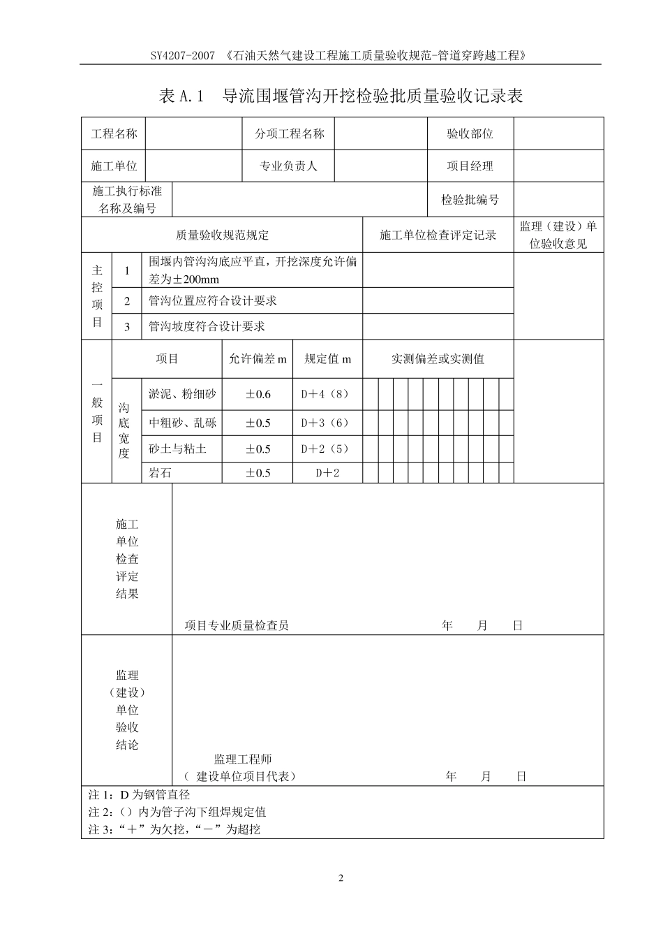 SY42072007《石油天然气建设工程施工质量验收规范管道穿跨越工程》_第2页