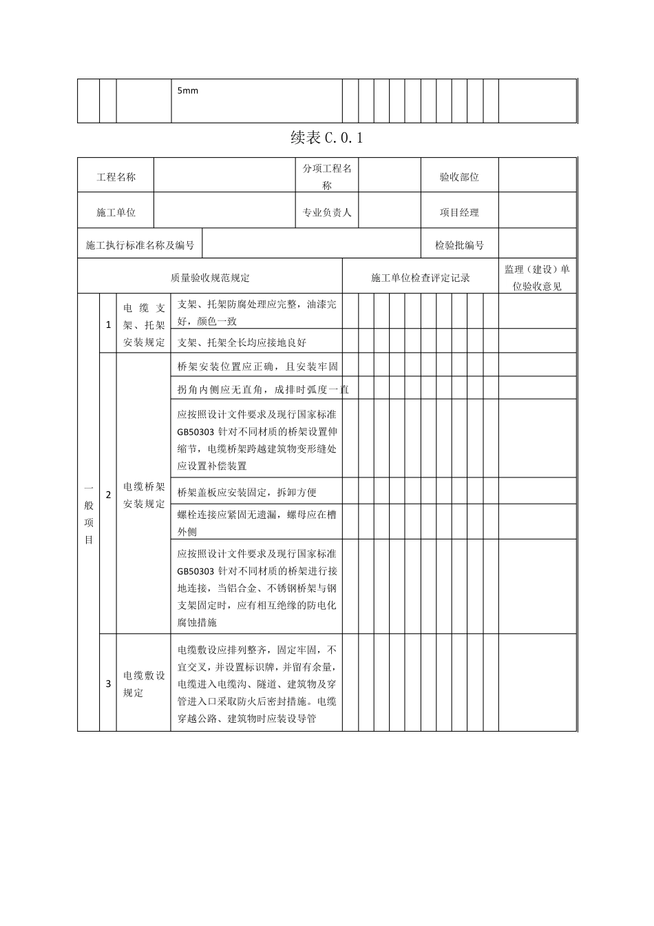 SY42062019石油天然气建设工程施工质量验收规范电气工程检验批表格_第2页