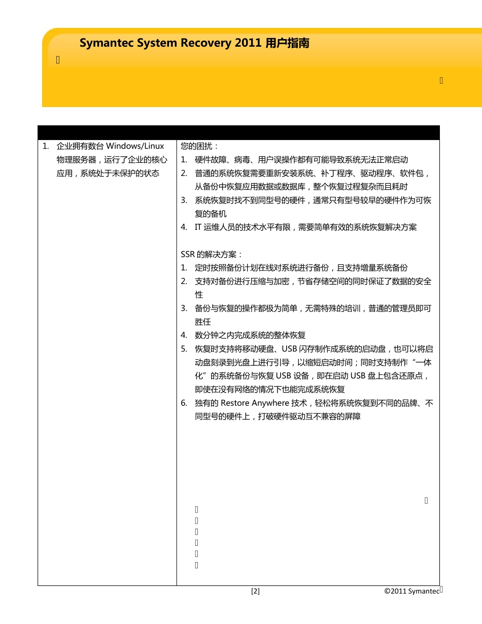 SymnatecSystemRecoverySSR2011用户指南_第2页