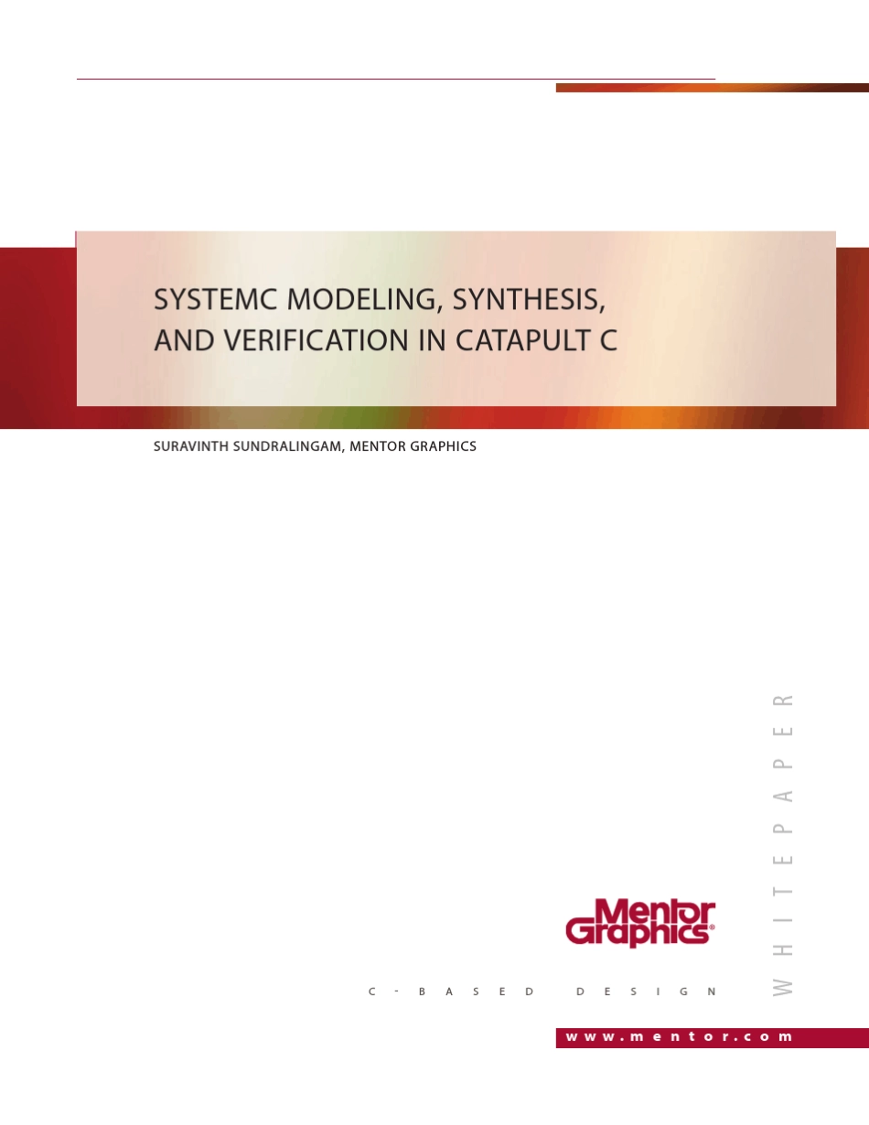 SystemCModelingSynthesisandVerificationinCatapultC_第1页