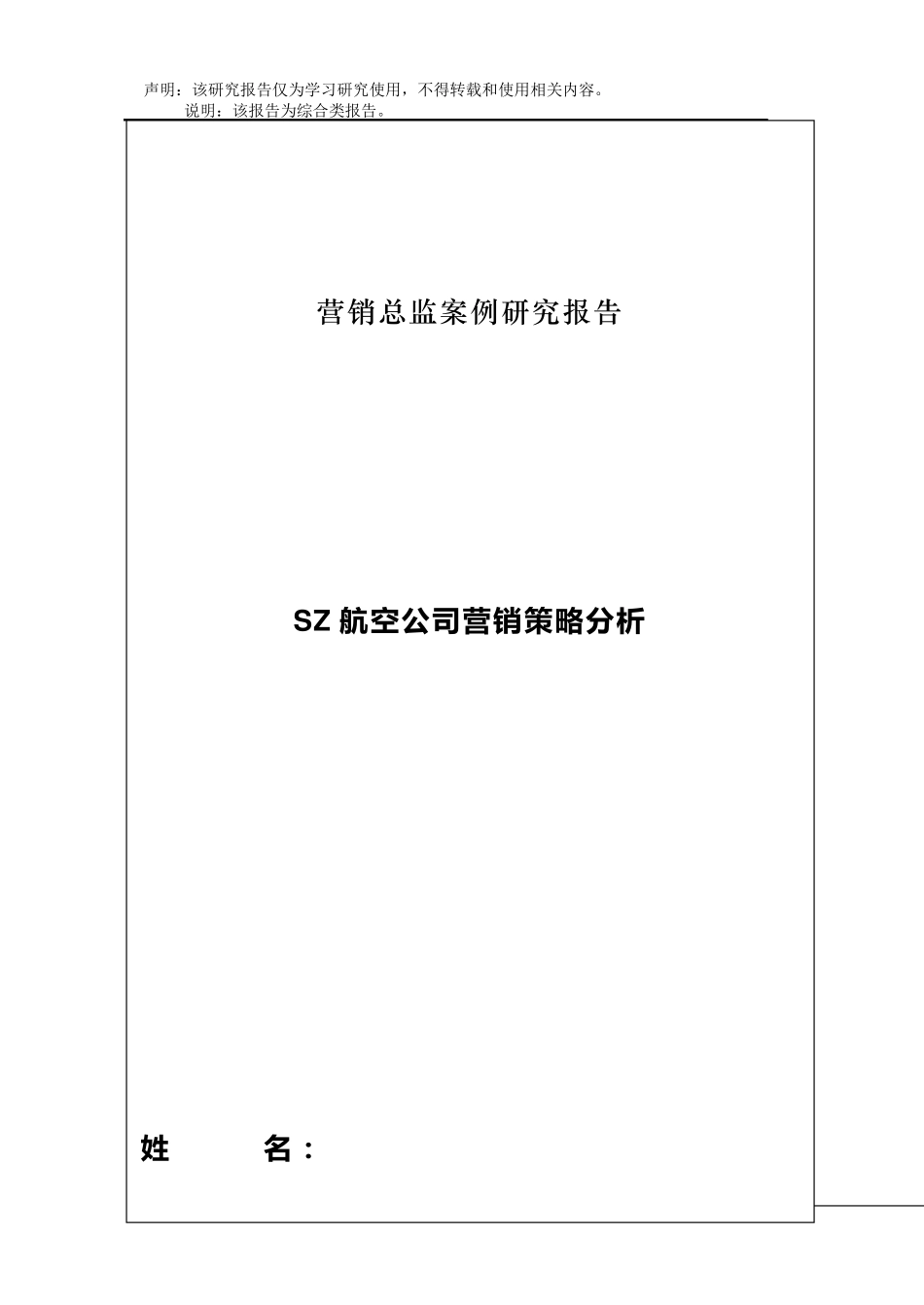 SZ航空公司营销策略分析_第1页