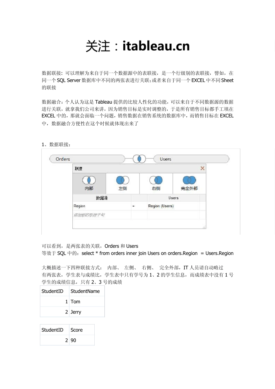 Tableau教程_数据联接(Join)与数据融合(DataBlending)12_第1页