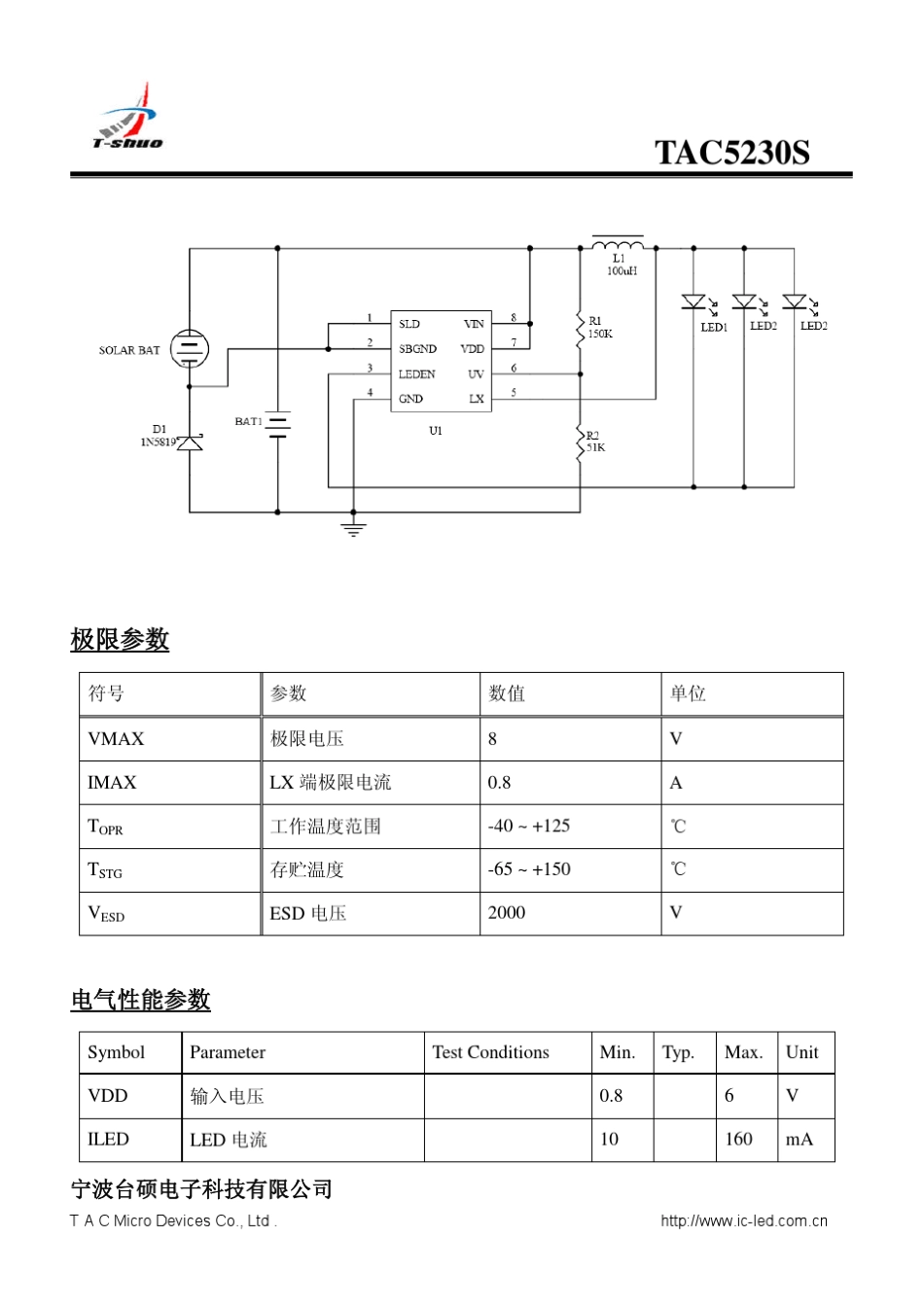 TAC5230S太阳能草坪灯IC_第2页