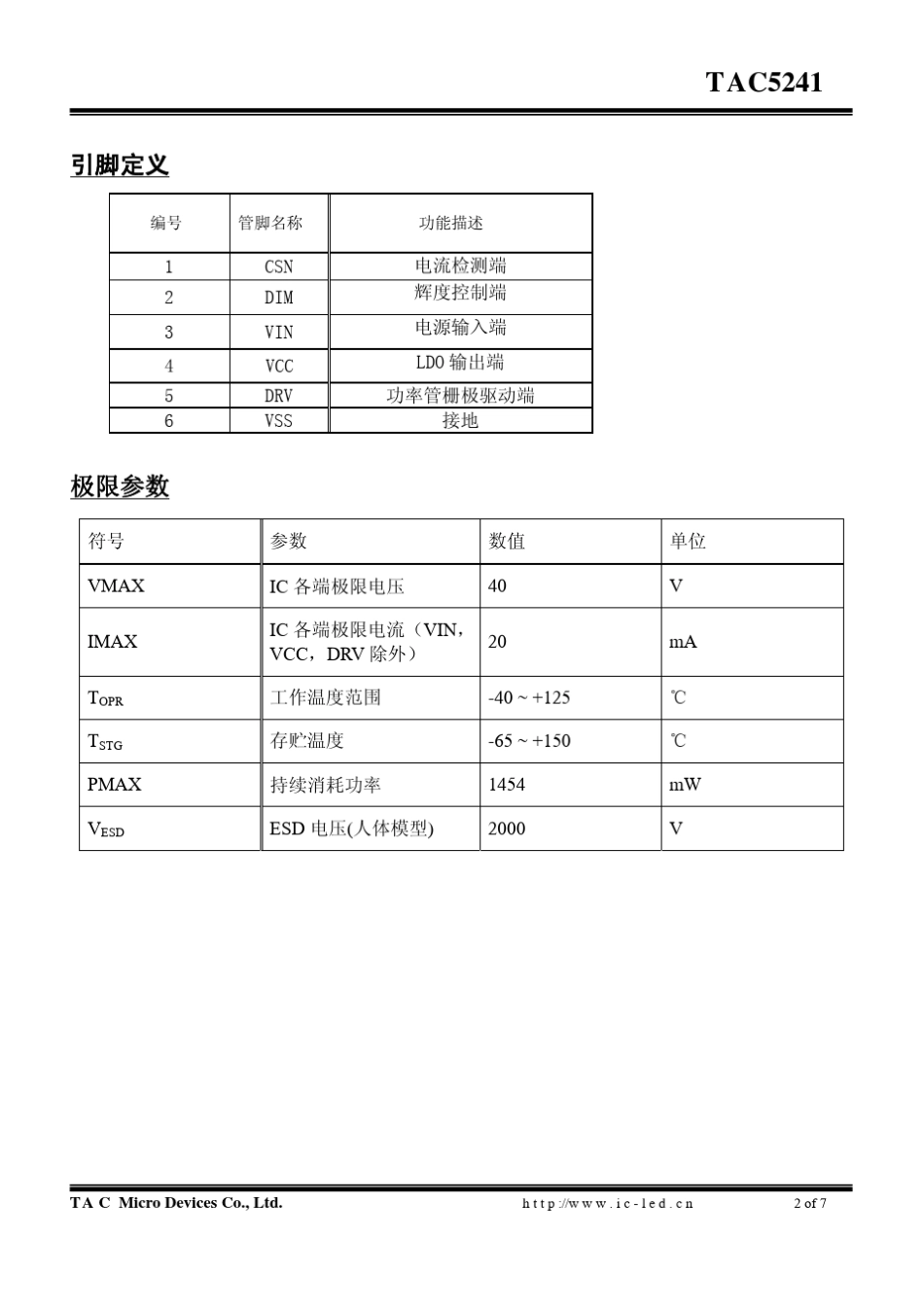 TAC5241低压恒流驱动IC_第2页