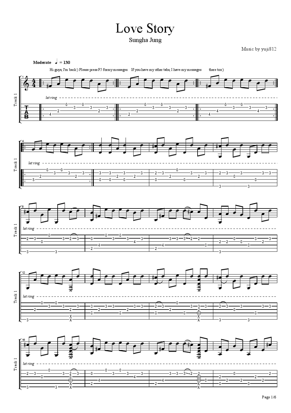 TaylorSwift《lovestory》吉他独奏谱郑成河版_第1页