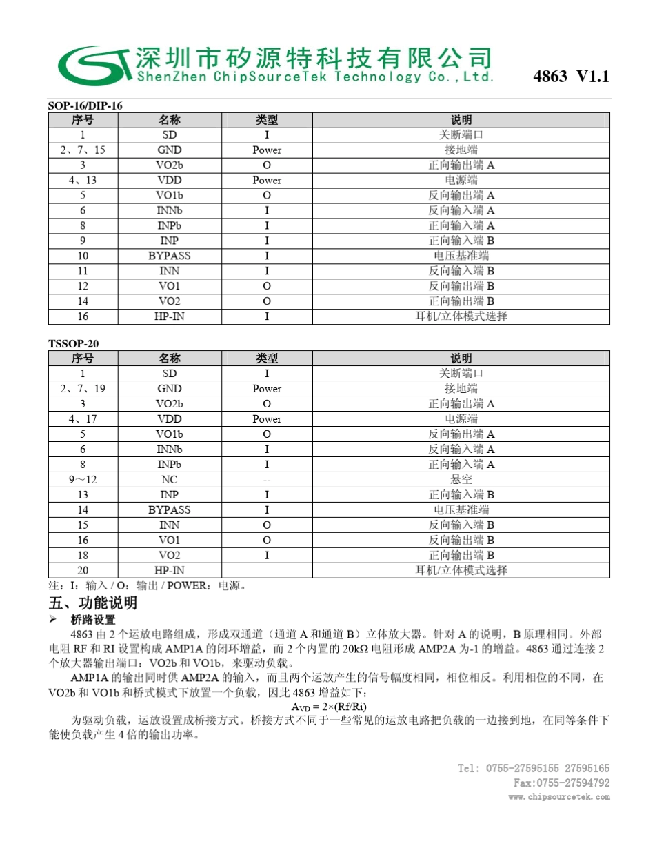 TC4863SOP16音频功放技术资料矽源特科技_第2页