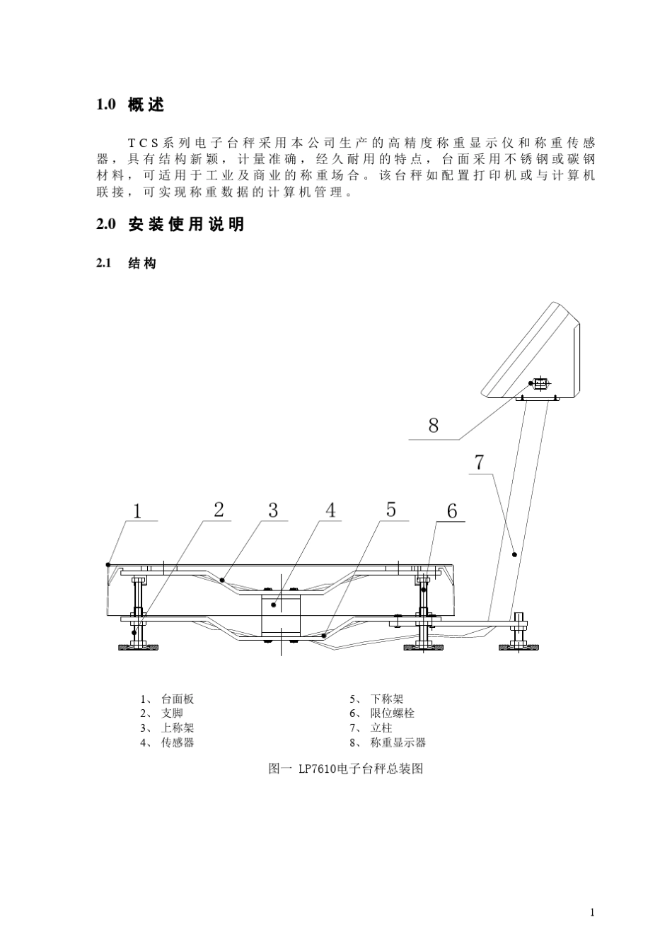 TCS电子台秤说明书_第1页