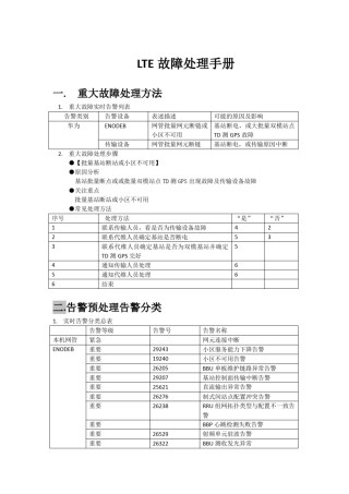 TDLTE故障处理手册及典型案例