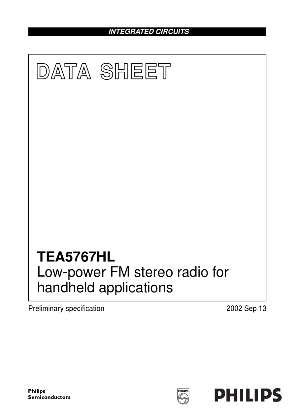 TEA5767收音机模块主芯片收据手册_第1页