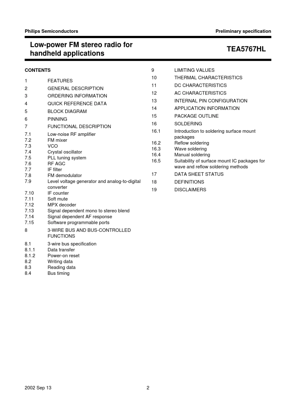 TEA5767收音机模块主芯片收据手册_第2页