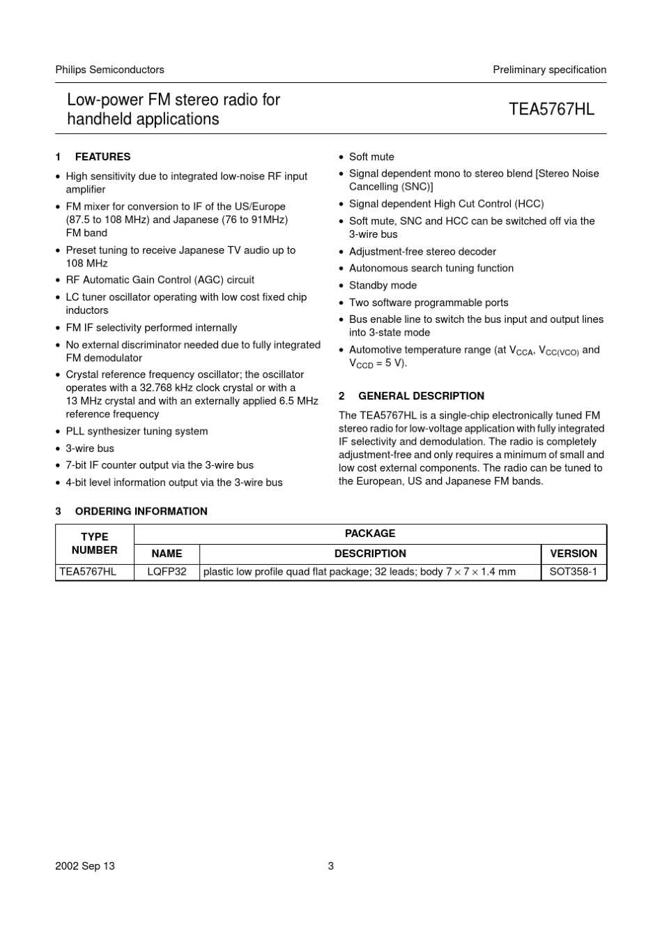 TEA5767收音机模块主芯片收据手册_第3页