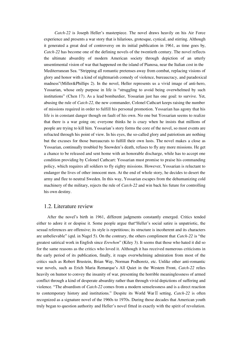 TheBriefStudyonBlackHumorinCatch22简析黑色幽默技巧在二十二条军规中的应用_第2页