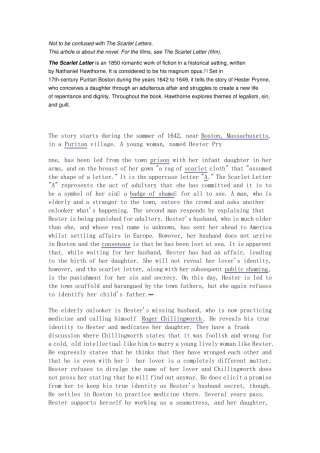 thescarletlettersumary红字英文简介