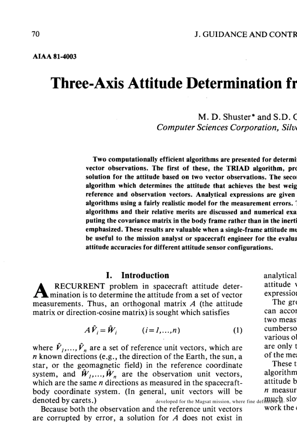 ThreeAxisDeterminationfromVectorObservations_第1页