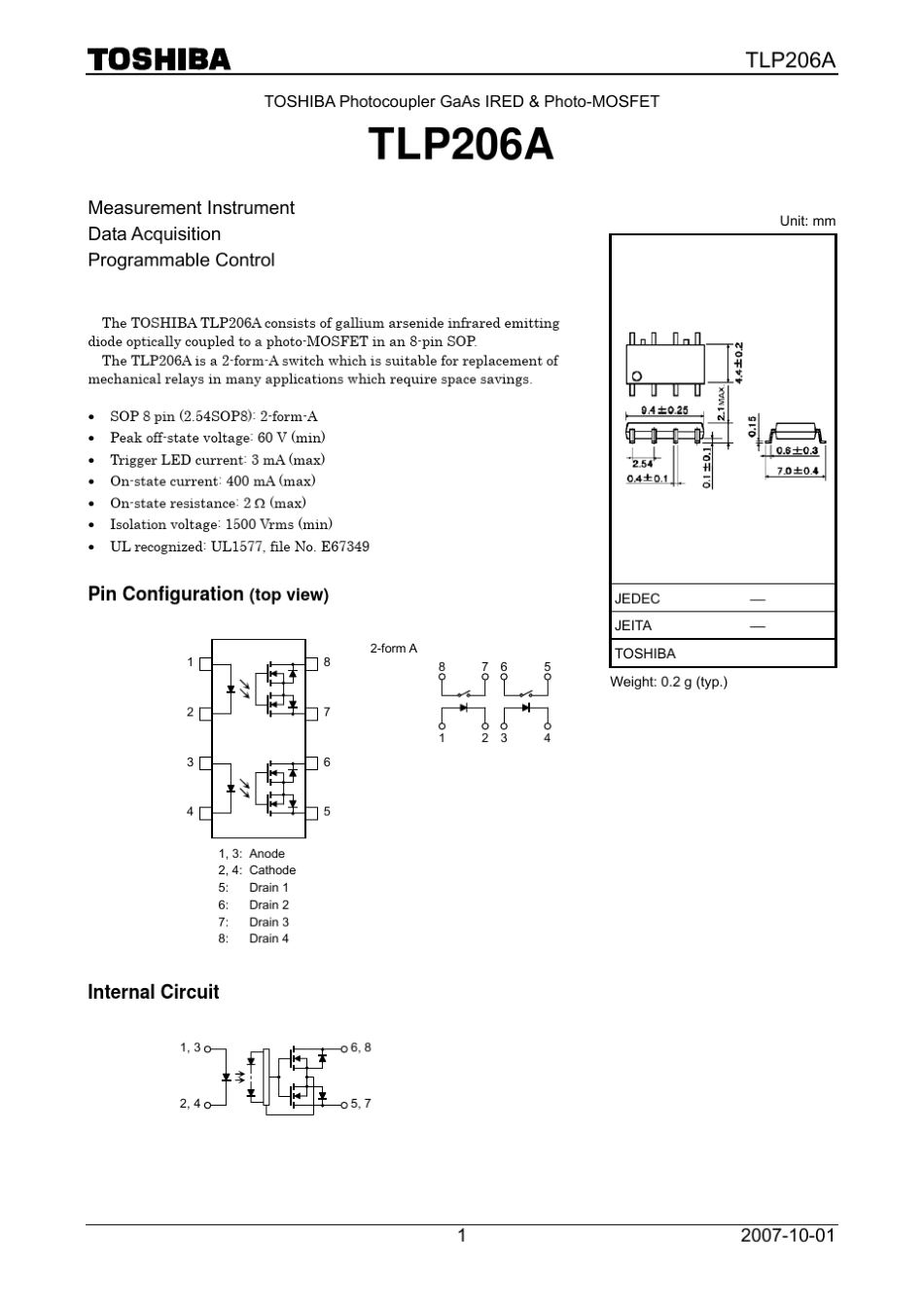 TLP206A光耦继电器_第1页
