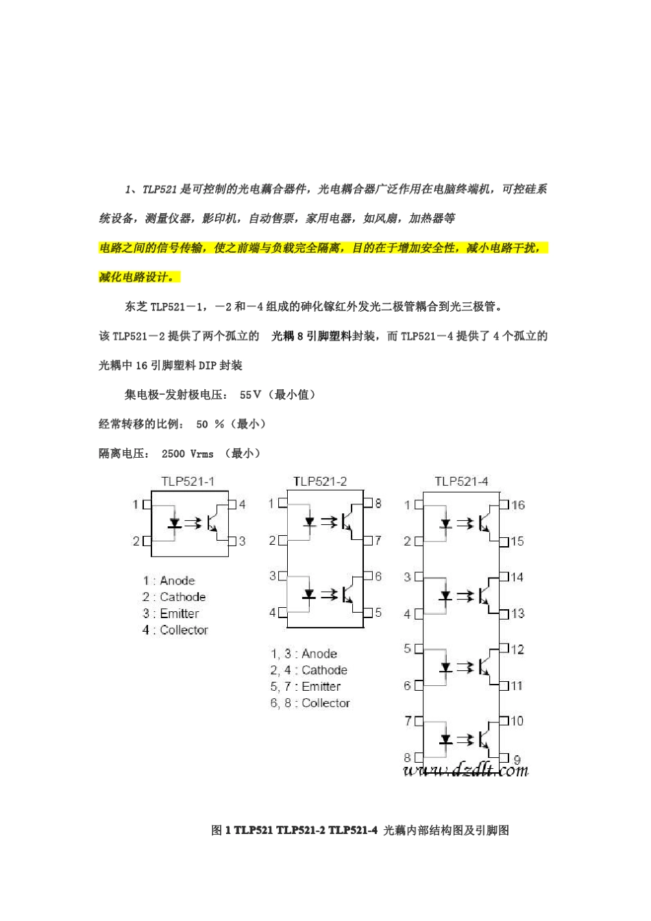 TLP5214中文资料(光电耦合器电流不大)_第1页