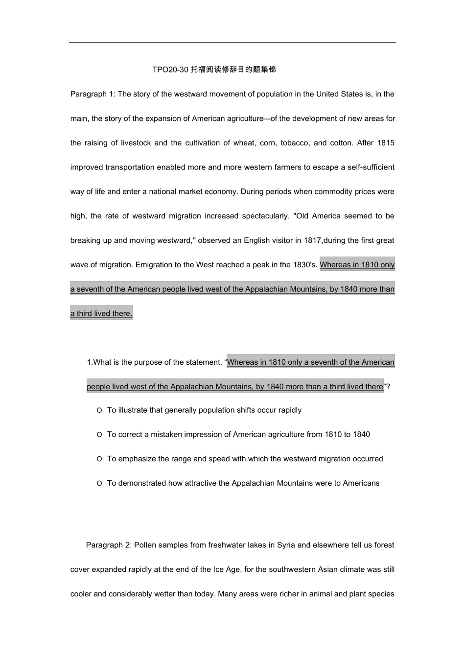 TPO2030托福阅读修辞目的题集锦_第1页