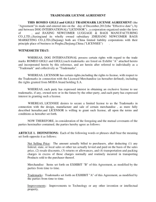 TrademarkLicenseAgreement商标授权协议