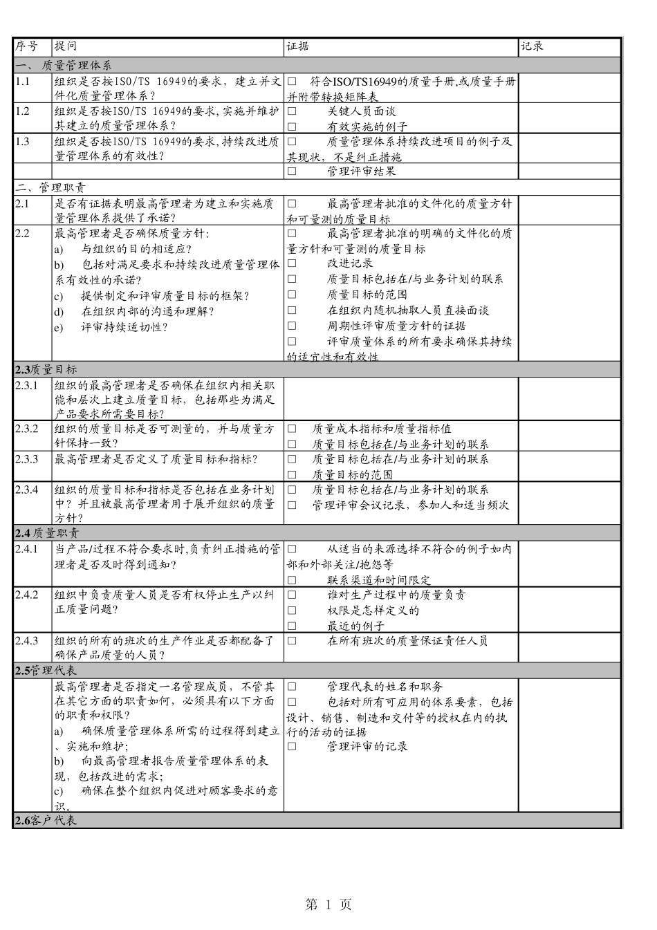 TS169492009检查评价表_第1页