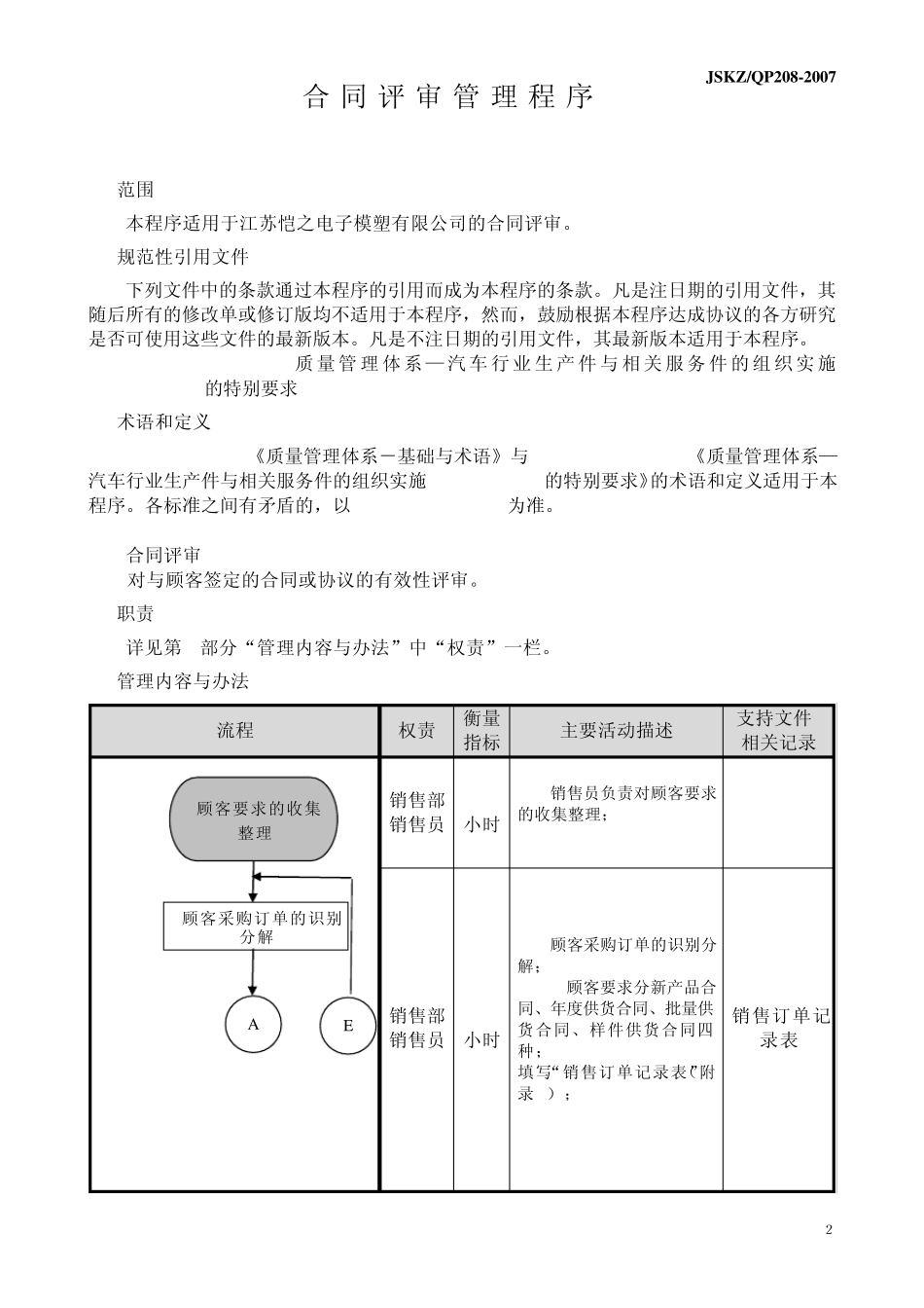 TS16949市场部合同评审管理程序QP08_第3页