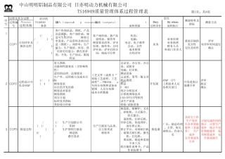 TS16949质量管理体系过程管理表