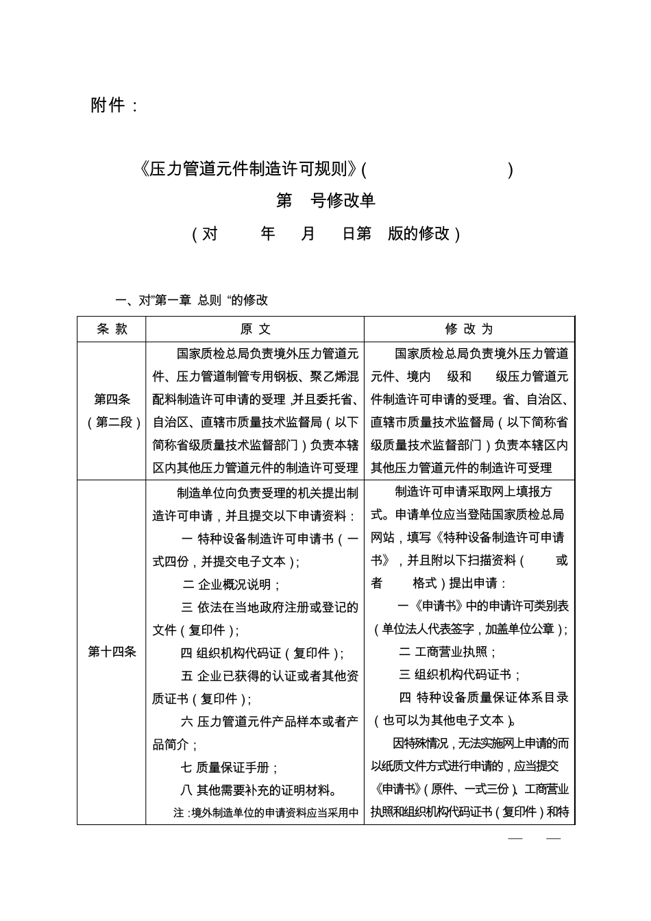 TSGD20012006(R2010)压力管道元件制造许可规则第1号修改单_第1页