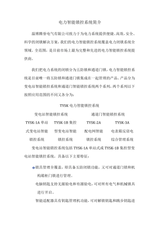 TYSK电力智能锁控系统ppt