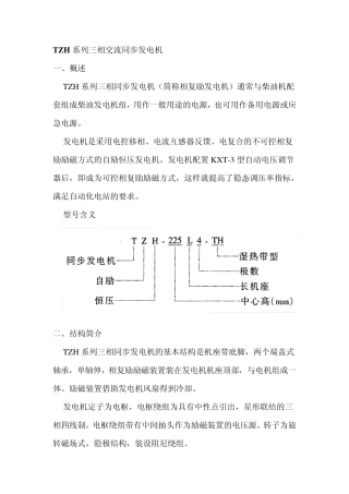 TZH系列三相交流同步发电机