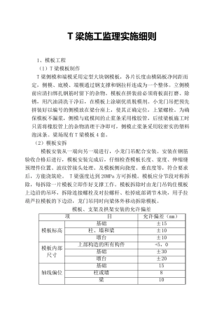 T梁施工监理实施细则