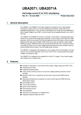 UBA2071AT数据手册LCD背光驱动芯片