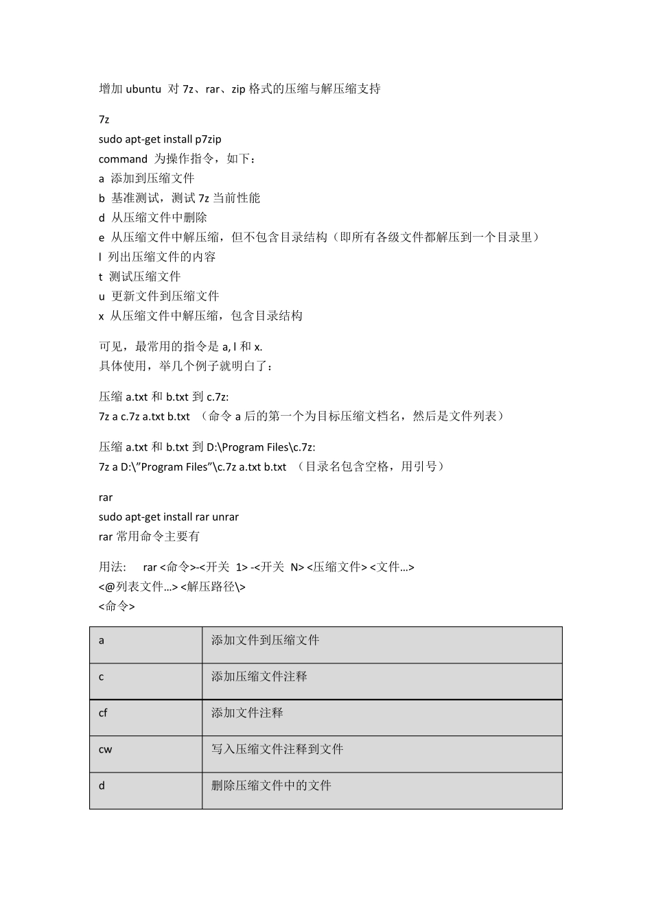 ubuntu对7z、rar、zip格式的压缩与解压缩支持_第1页