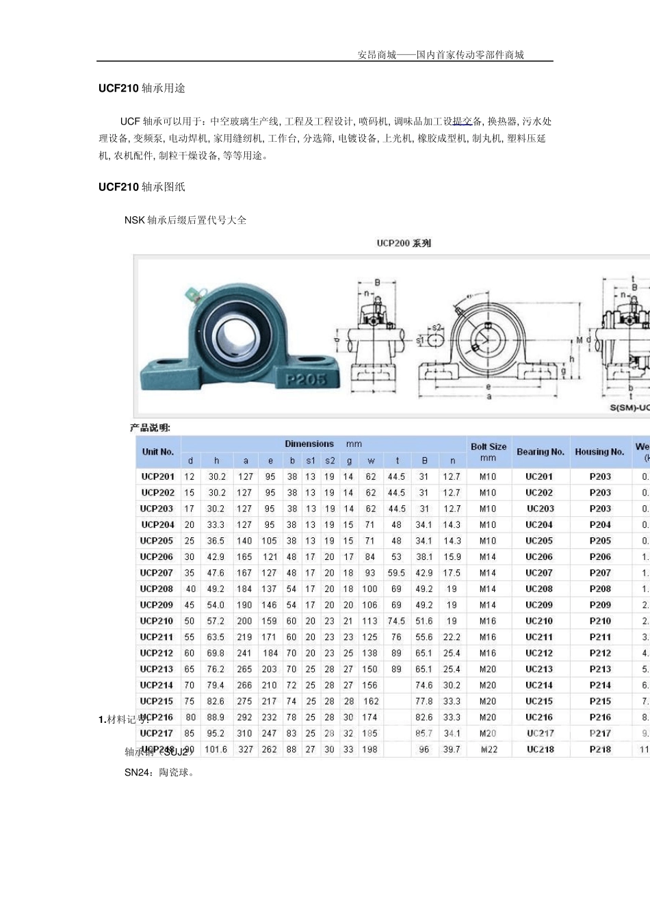 UCF210轴承尺寸参数_第3页