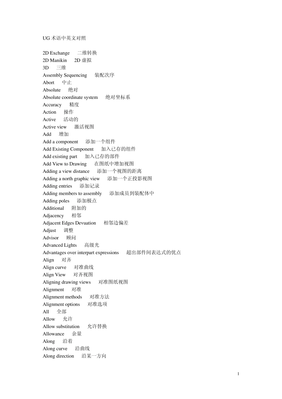 ug术语中英文对照_第1页