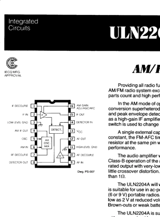 ULN2204单片收音机资料