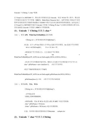 Unicode下CString与char_转换