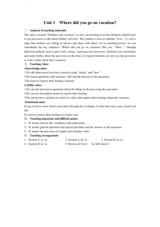 Unit1Wheredidyougoonvacation全英教案(共五课时)
