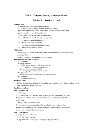Unit6I’mgoingtostudycomputerscience全单元教案