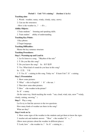 Unit7It39;sraining全单元教案
