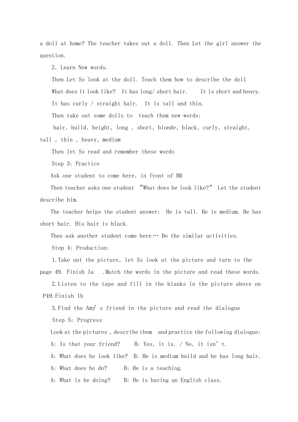 Unit9Whatdoeshelooklike全单元教案_第3页