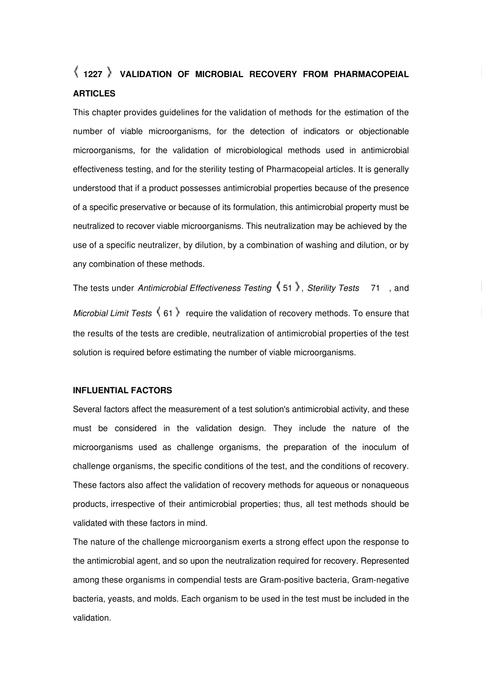USP1227VALIDATIONOFMICROBIALRECOVERYFROMPHARMACOPEIALARTICLES美国药典微生物回收率验证_第1页