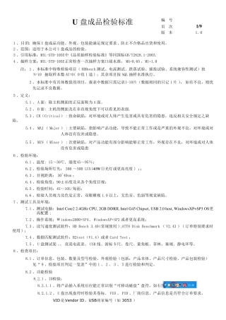 U盘成品检验标准