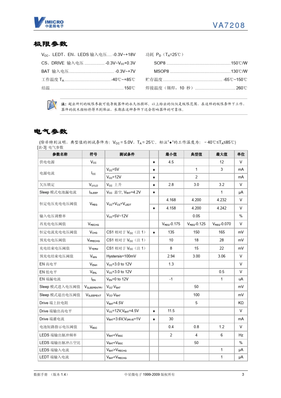 VA7208高精度线性锂电池充电器控制电路_第3页