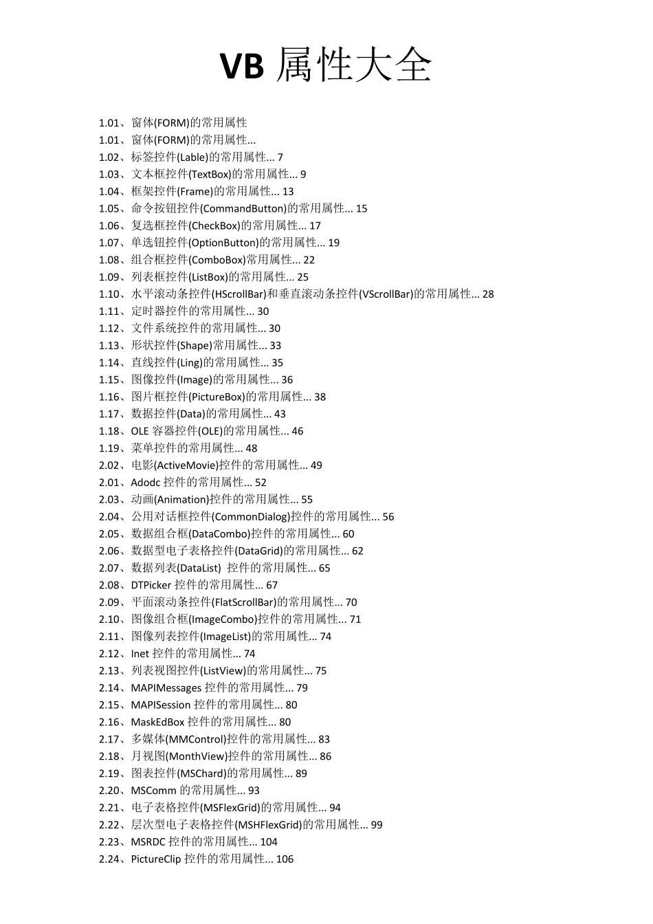 VB属性大全_第1页
