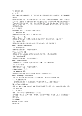 VB常用控件属性
