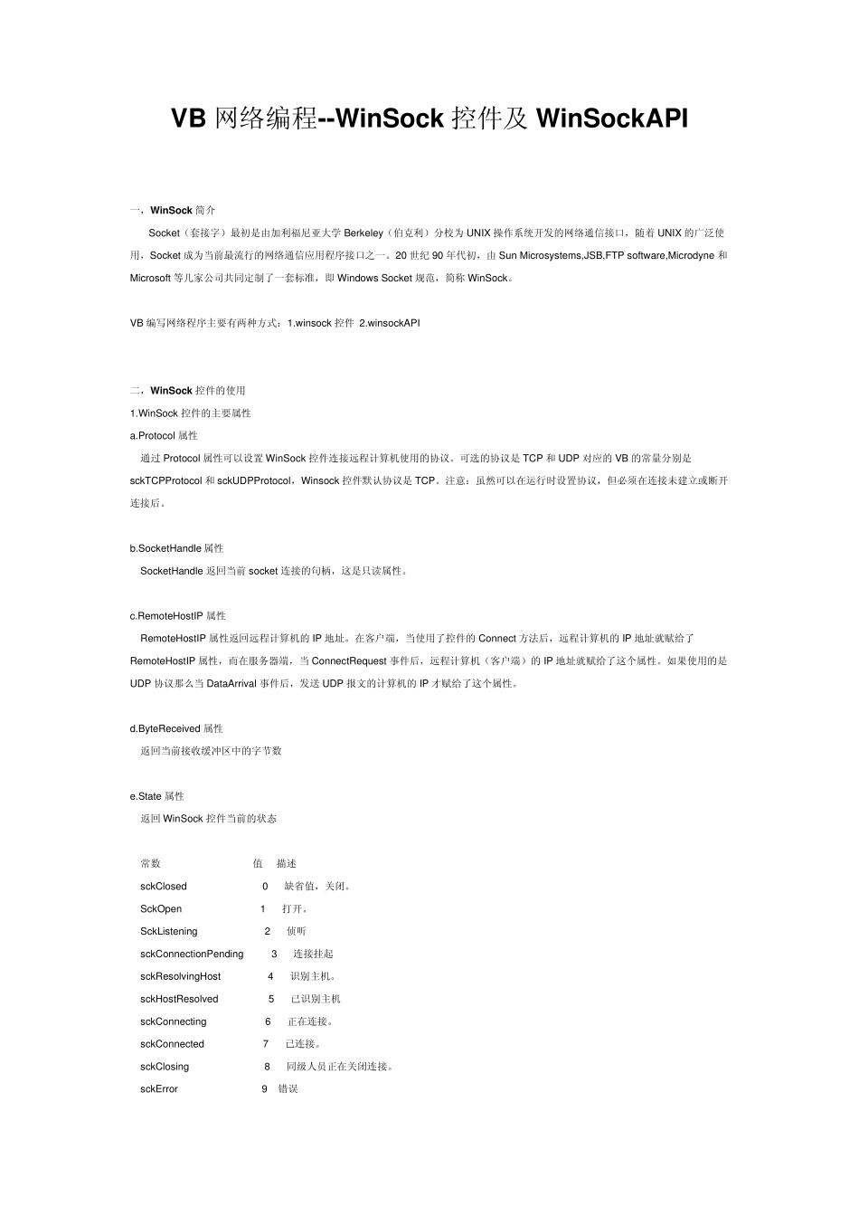 VB网络编程WinSock控件及WinSockAPI_第1页