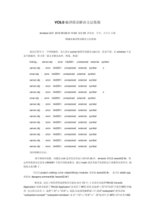 VC6.0编译错误解决方法集锦