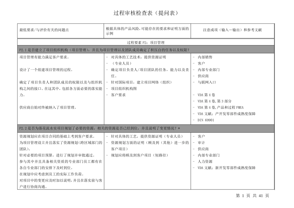 VDA6.3详细提问表_第1页