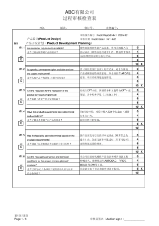 VDA6.3过程审核检查表(带示例_自动计算符合率)