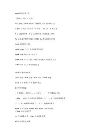Vegas的快捷键大全